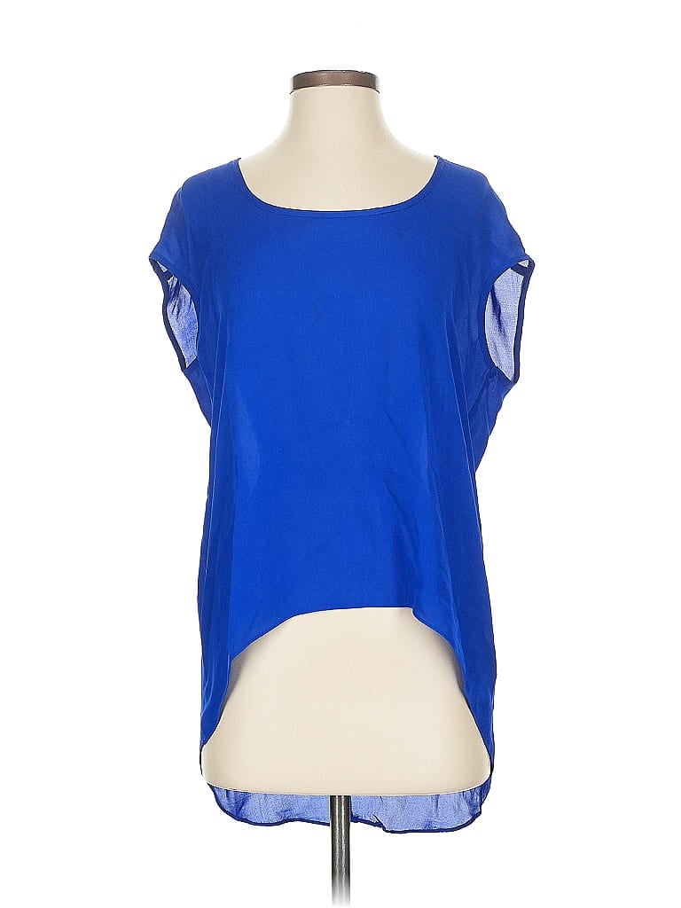 Pre-owned Single Short Sleeve Top Blue Cold Shoulder Neckline Tops