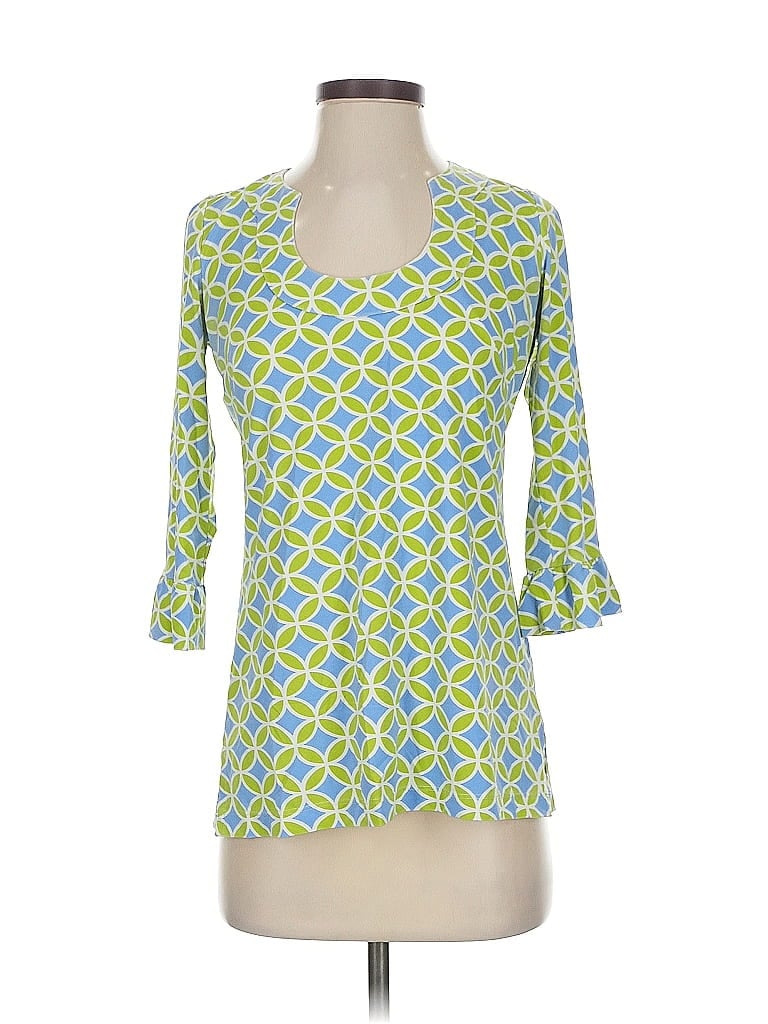 Pre-owned Katherine Way 3/4 Sleeve Top Yellow Square Neckline Tops