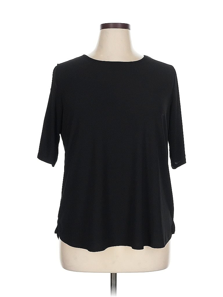 Pre-owned Love Scarlett Short Sleeve Top Black Crew Neck Tops