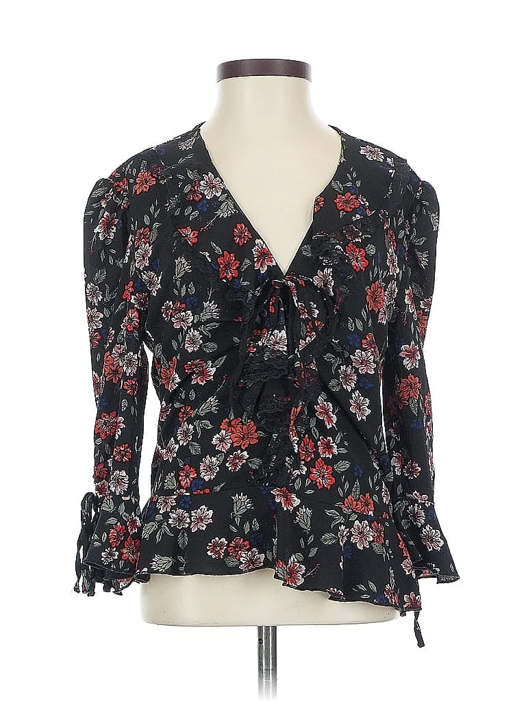 Pre-owned Free Generation 3/4 Sleeve Blouse In Black