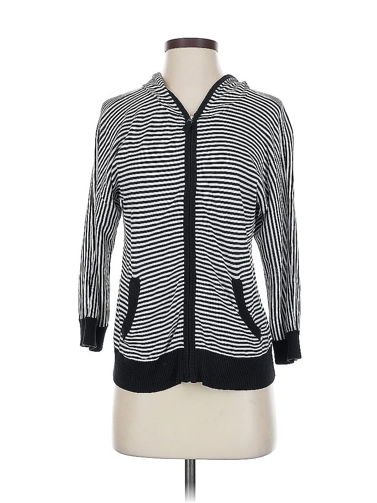 Pre-owned Zenergy By Chico's Cardigan Sweater In Black