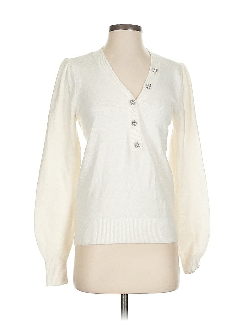 Pre-owned Ann Taylor Loft Cardigan Sweater In White