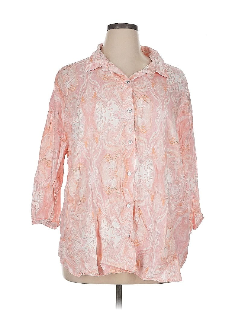 Pre-owned Laurie Felt 3/4 Sleeve Button Down Shirt In Pink
