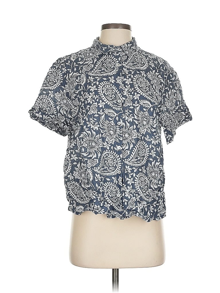 Pre-owned Sigrid Olsen Short Sleeve Blouse In Blue