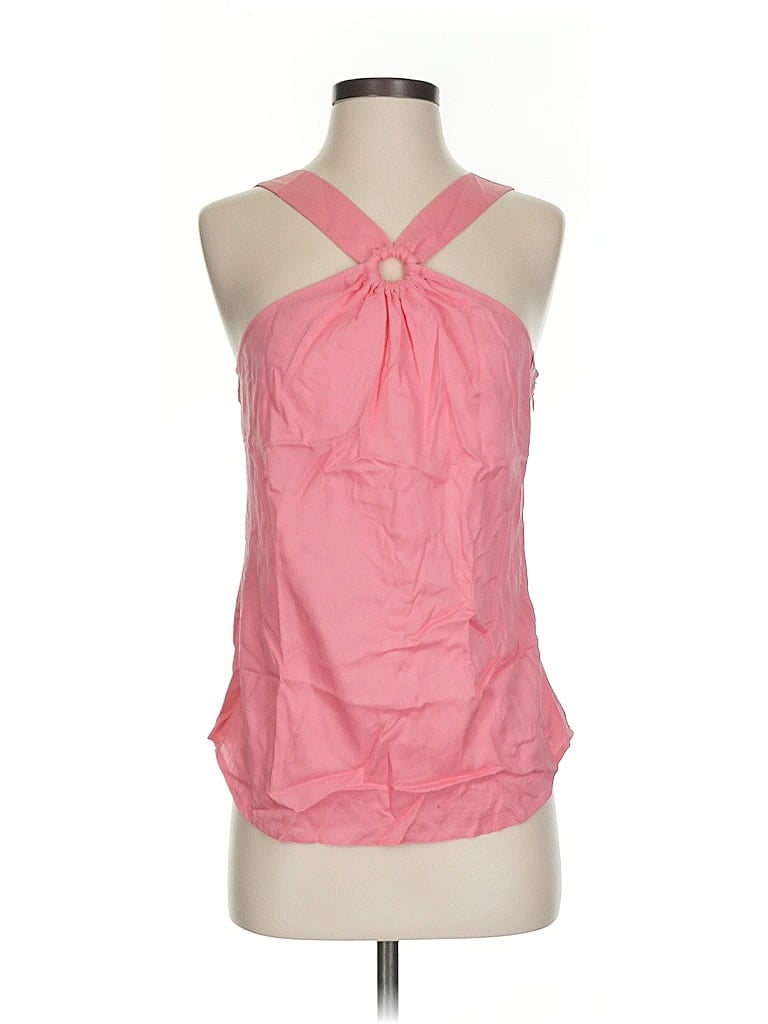 Pre-owned W By Worth Sleeveless Silk Top Pink Halter Neckline Tops