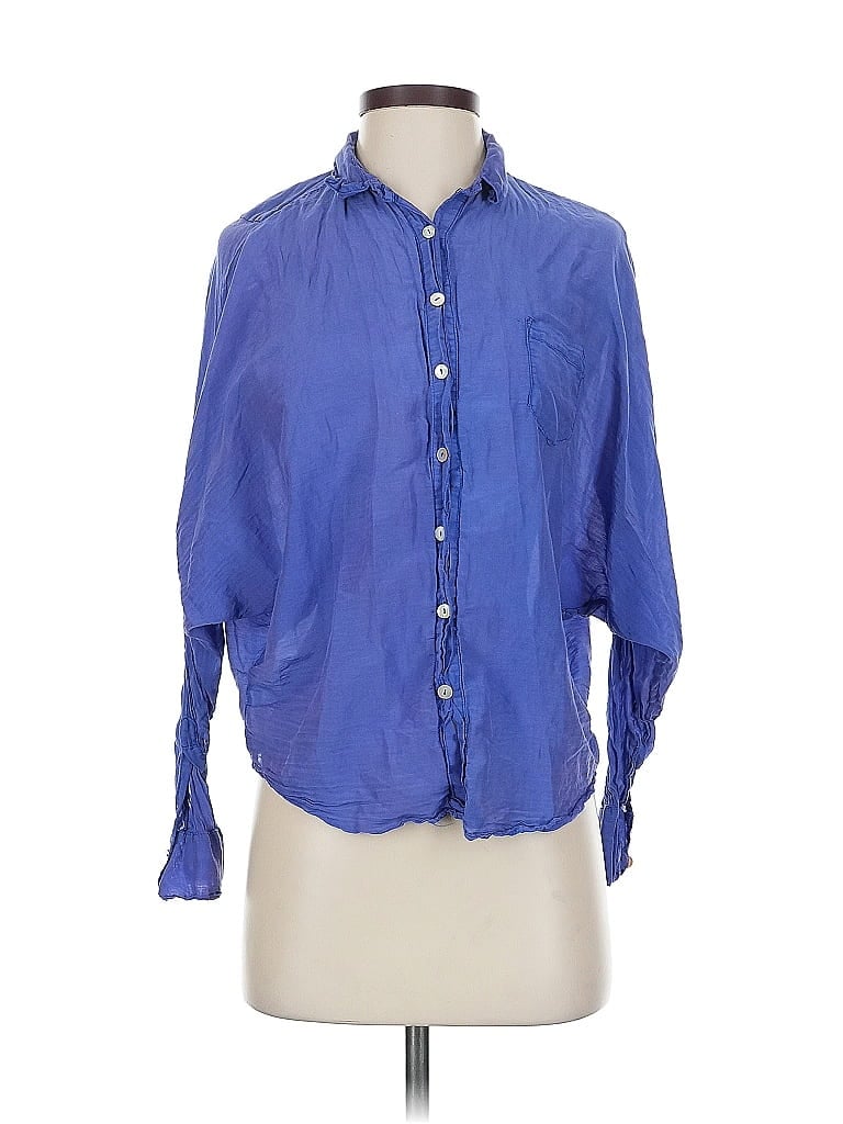 Pre-owned 7 For All Mankind 3/4 Sleeve Button Down Shirt In Purple