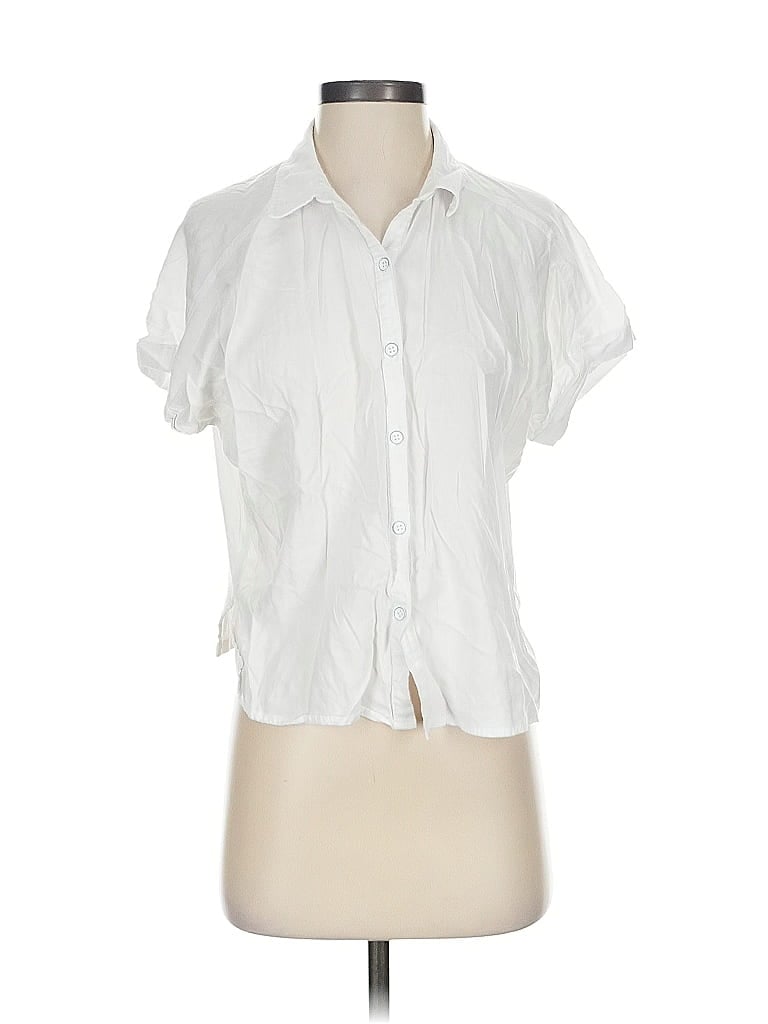 Pre-owned Splendid Short Sleeve Blouse In White