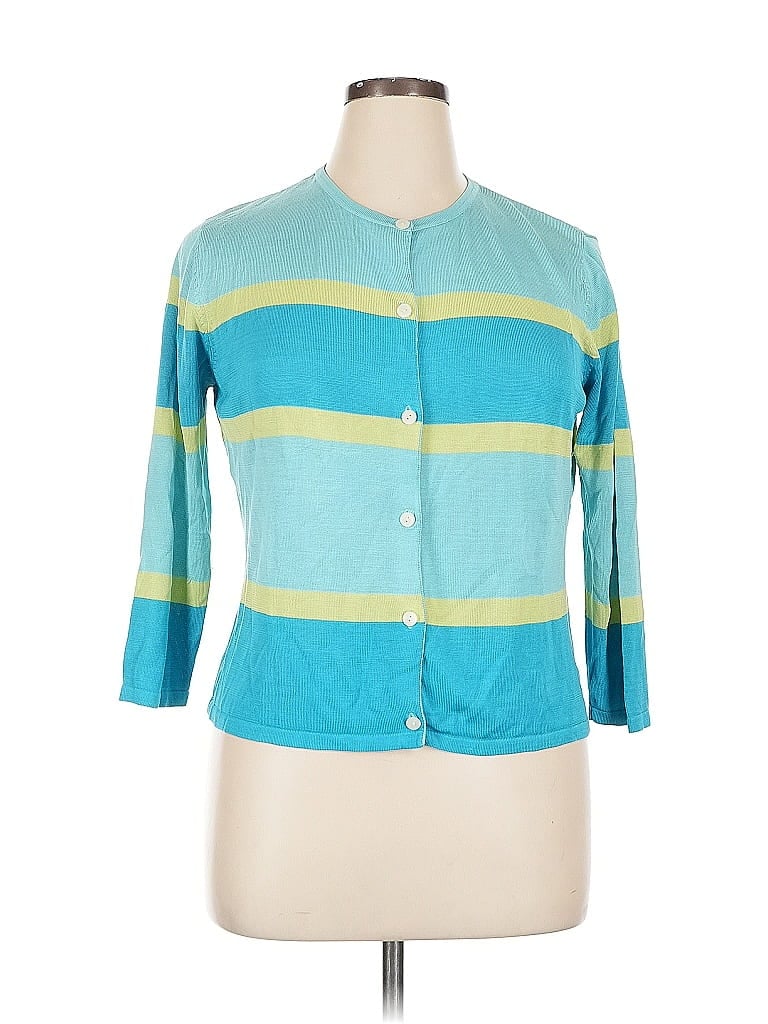 Pre-owned Talbots Silk Cardigan Sweater In Blue