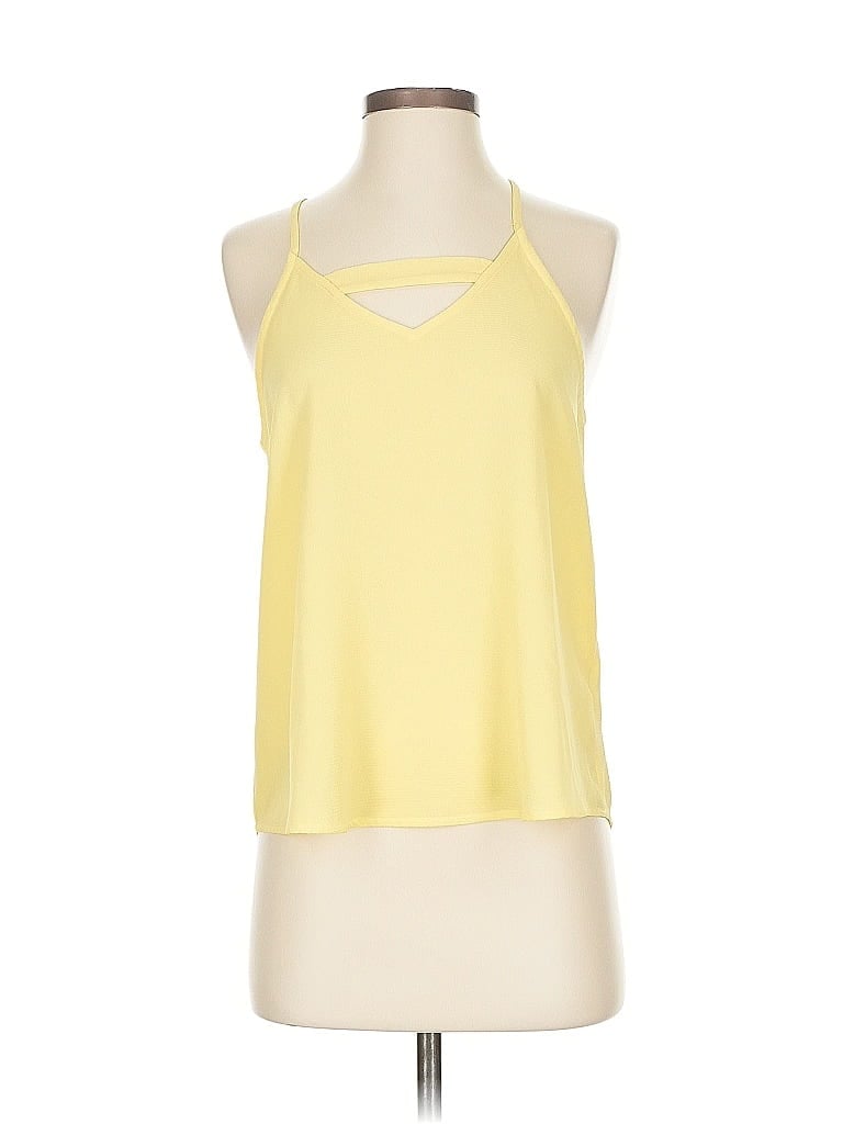 Pre-owned Sweet Wanderer Sleeveless Top Yellow Solid Pattern Halter Neckline Tops