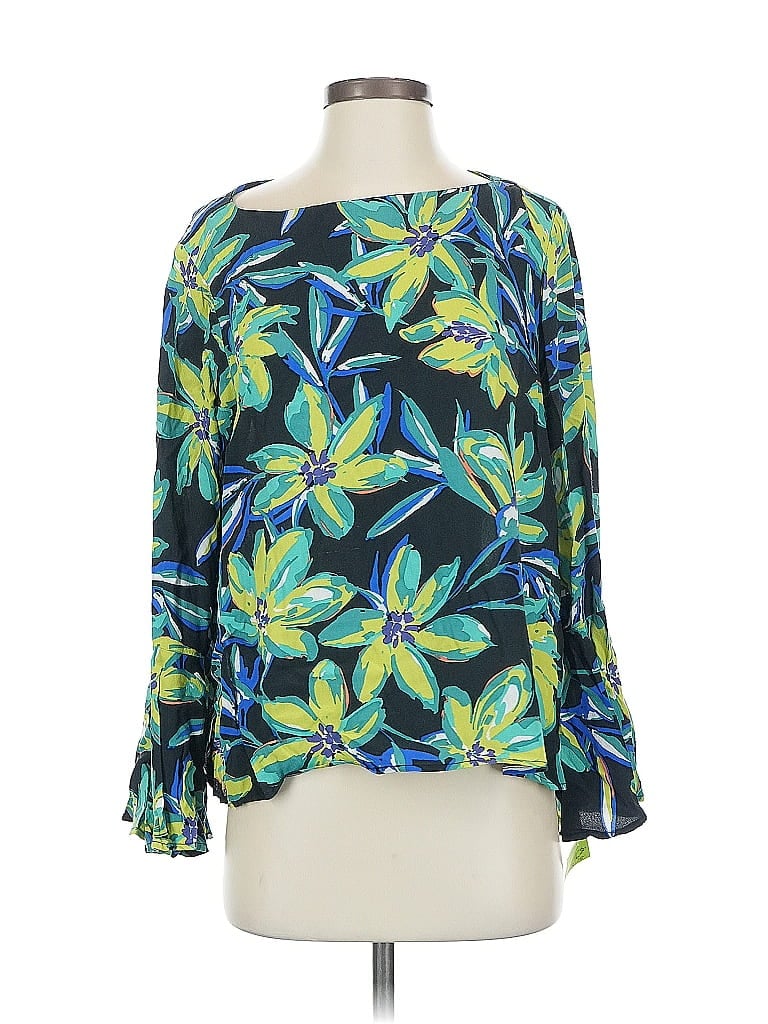 Pre-owned Karen Kane Long Sleeve Blouse In Green