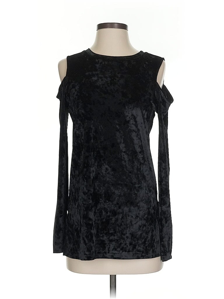 Pre-owned Michael Michael Kors Long Sleeve Top Black Cold Shoulder Neckline Tops