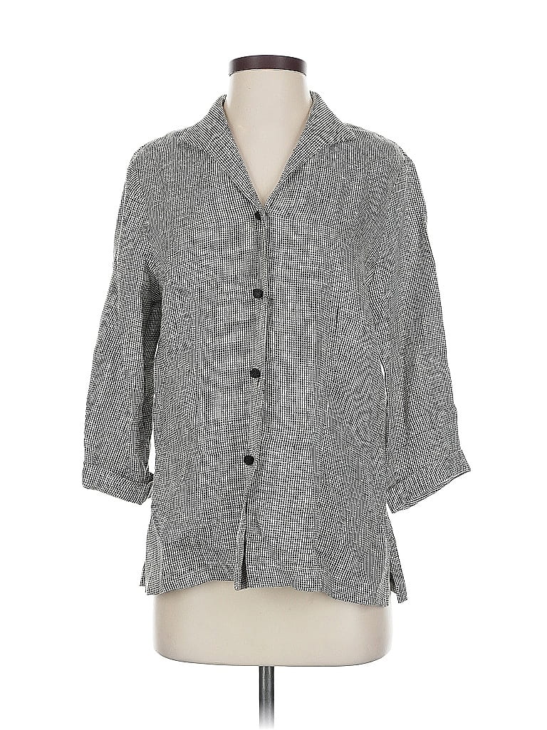 Pre-owned Connie Roberson 3/4 Sleeve Button Down Shirt In Gray