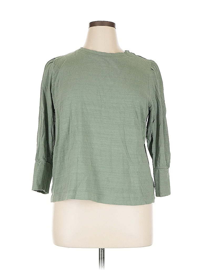 Pre-owned Ann Taylor Loft 3/4 Sleeve T-shirt In Green