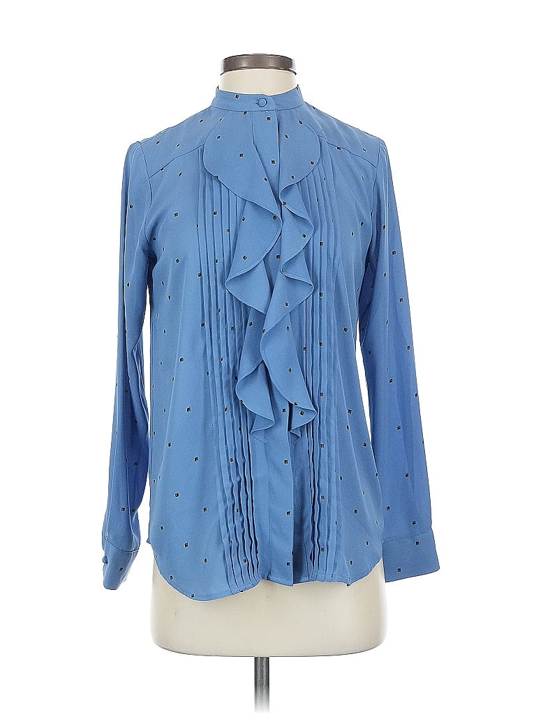 Pre-owned Ann Taylor Long Sleeve Blouse In Blue