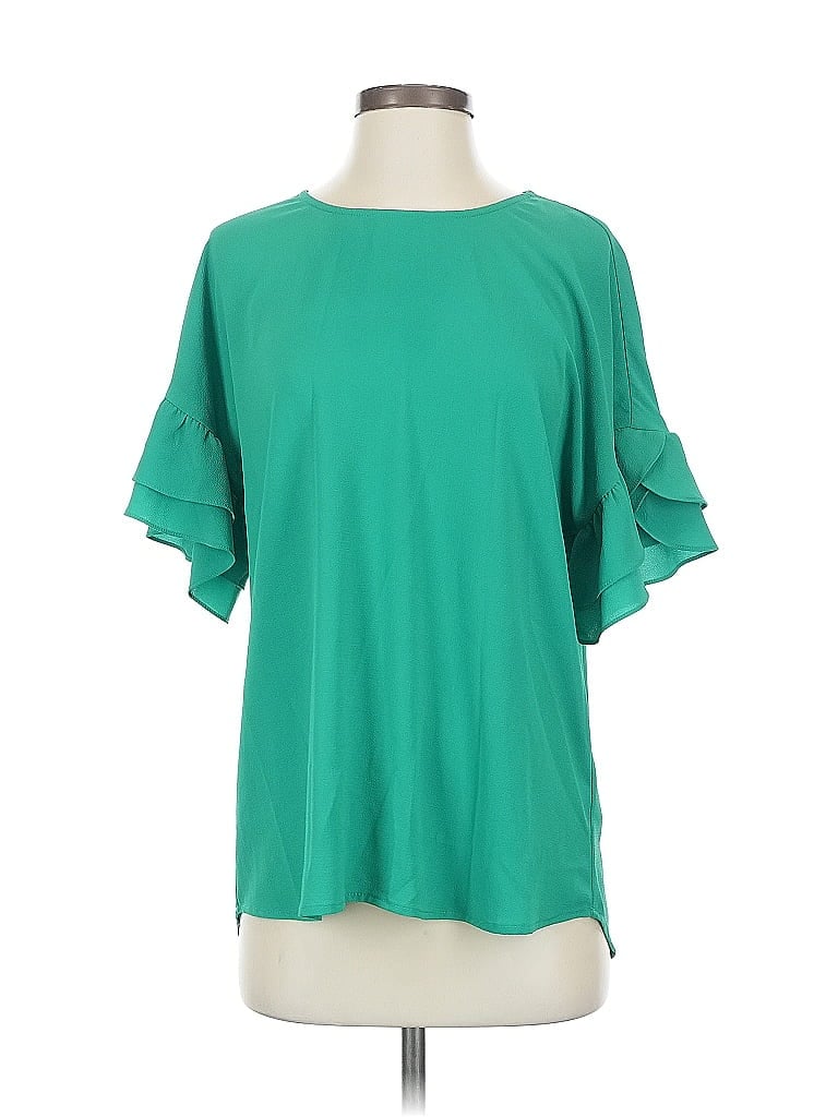 Pre-owned Pleione Short Sleeve Blouse In Green