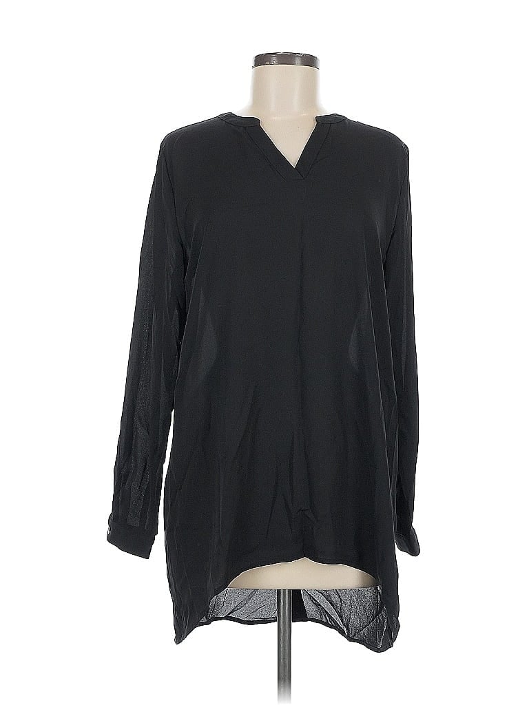 Pre-owned Susan Graver Long Sleeve Blouse In Black