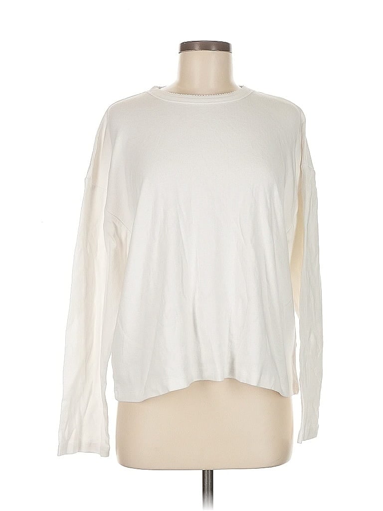 Pre-owned Cotton On Long Sleeve Top Ivory Crew Neck Tops In White