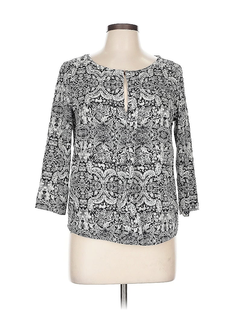 Pre-owned H&m 3/4 Sleeve Blouse In Gray