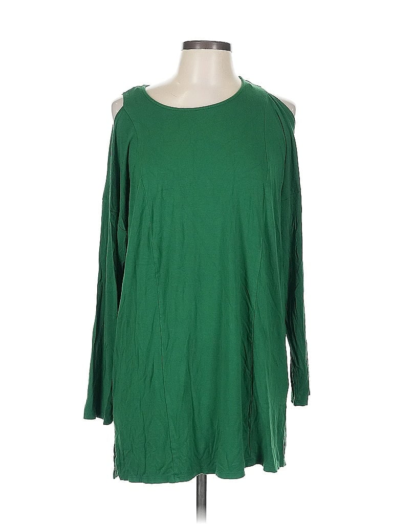 ZENERGY BY CHICO'S Pre-owned Long Sleeve Top Green Cold Shoulder Neckline Tops
