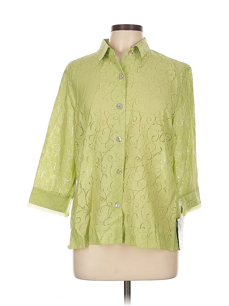 Jh Collectibles 3/4 Sleeve Button Down Shirt In Green