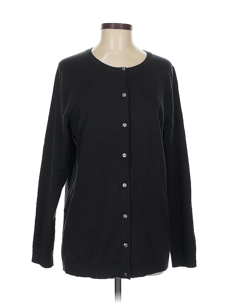 Pre-owned Lands' End Cardigan Sweater In Black