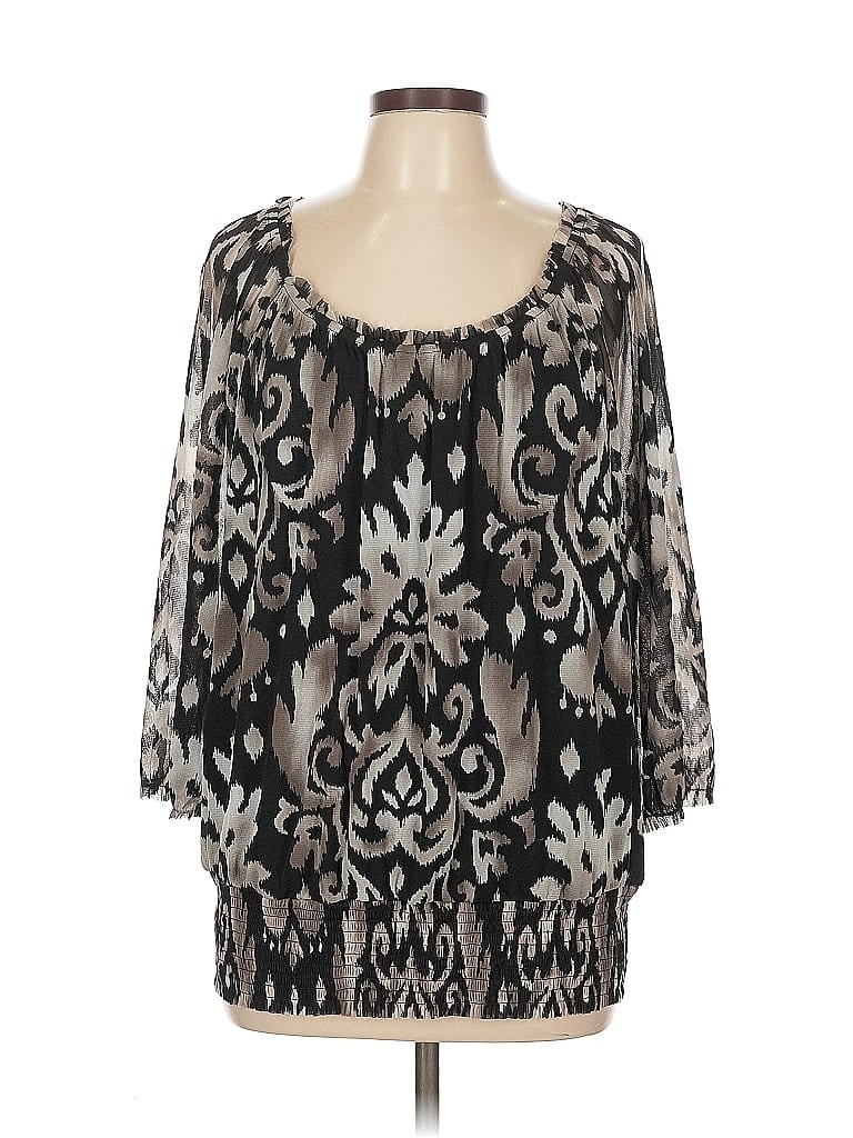 Pre-owned Inc International Concepts 3/4 Sleeve Blouse In Black