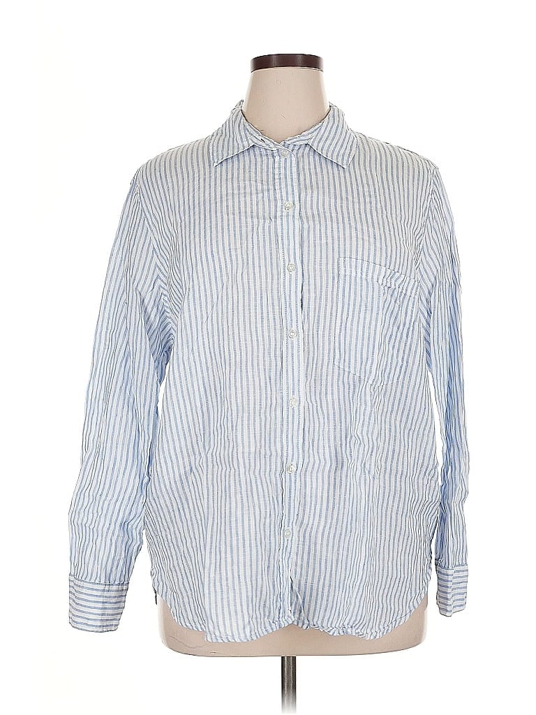 Pre-owned H&m Long Sleeve Button Down Shirt In Blue