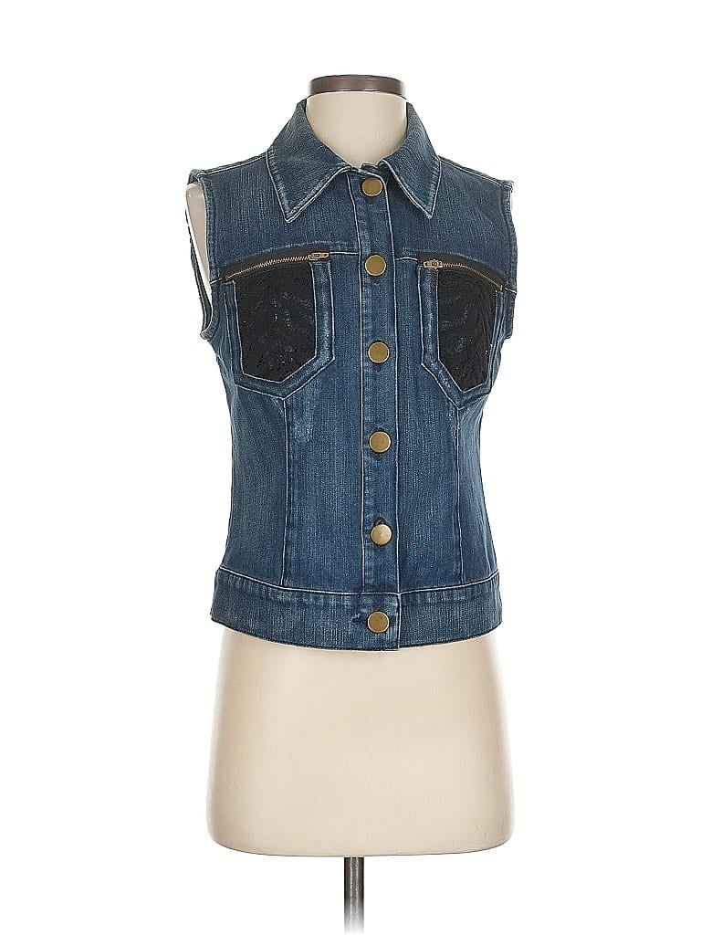 Pre-owned Bebe Denim Vest In Blue