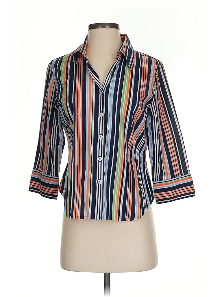 Pre-owned Talbots 3/4 Sleeve Button Down Shirt In Orange