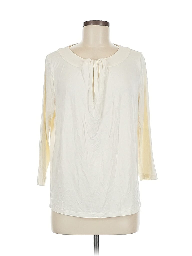 Pre-owned Talbots 3/4 Sleeve T-shirt In White