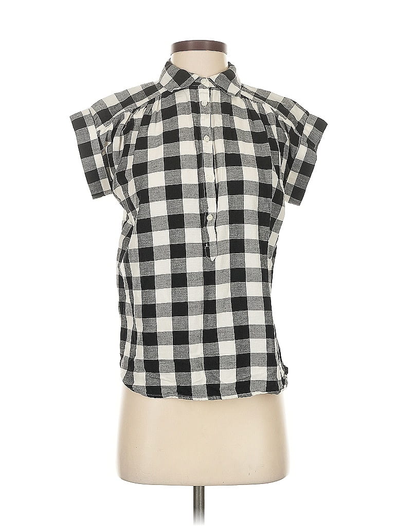 Pre-owned Ann Taylor Loft Short Sleeve Button Down Shirt In Black