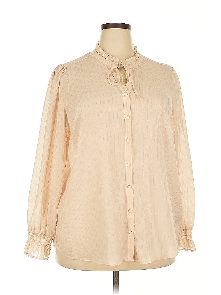 TORRID Pre-owned Long Sleeve Blouse In White