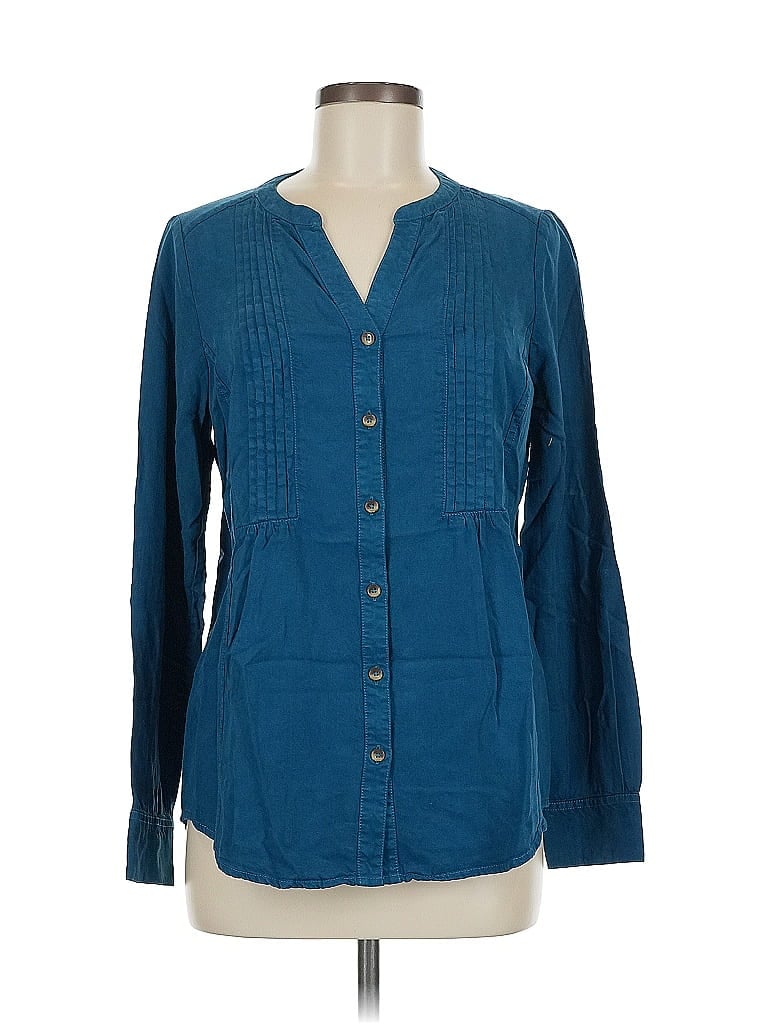 Pre-owned Foxcroft Long Sleeve Blouse In Blue