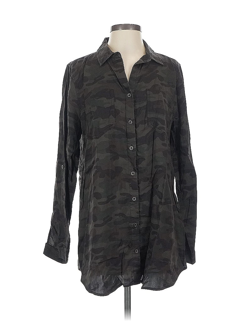 Pre-owned Side Stitch Long Sleeve Blouse In Black