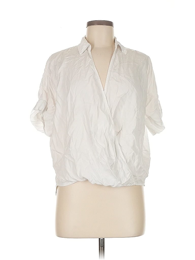 Pre-owned Lou & Grey For Loft Short Sleeve Blouse In White
