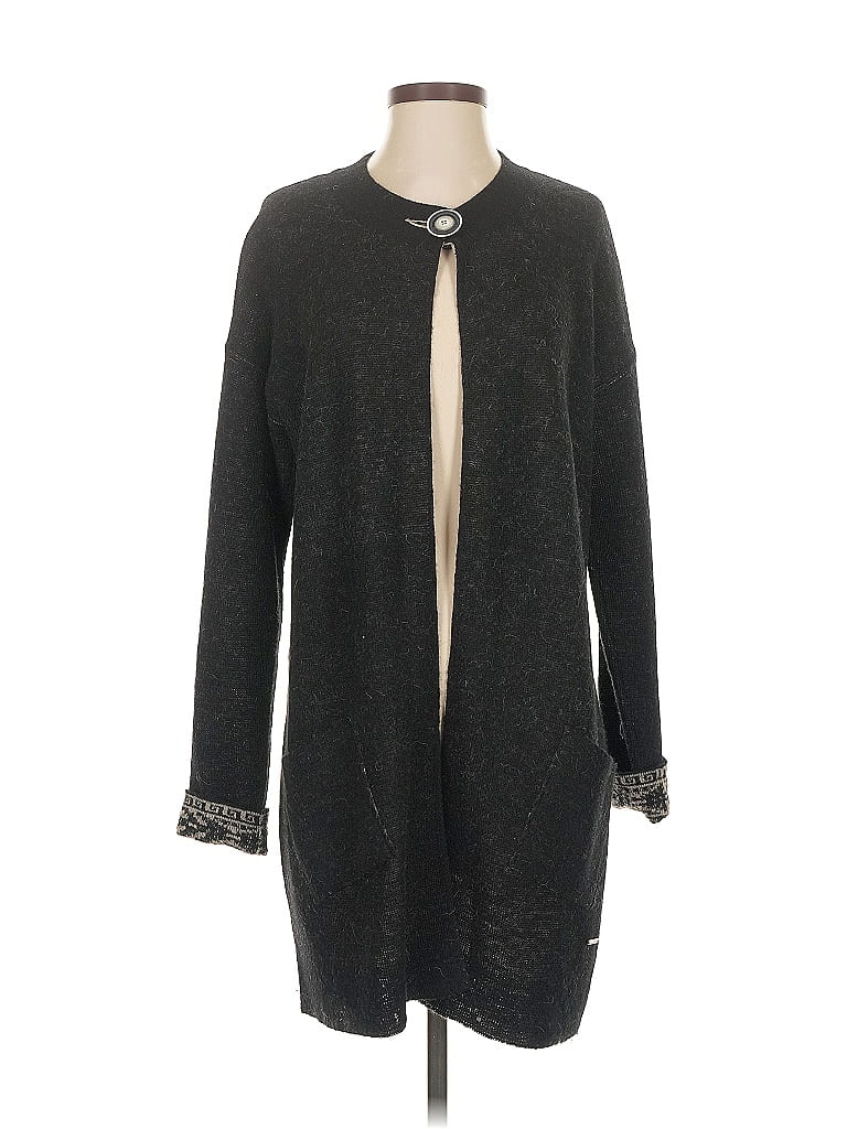Pre-owned Assorted Brands Wool Cardigan Sweater In Black