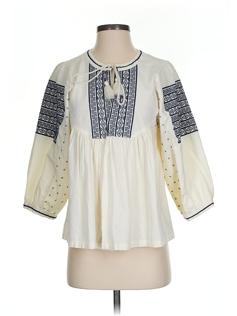 Pre-owned Lucky Brand 3/4 Sleeve Blouse In White