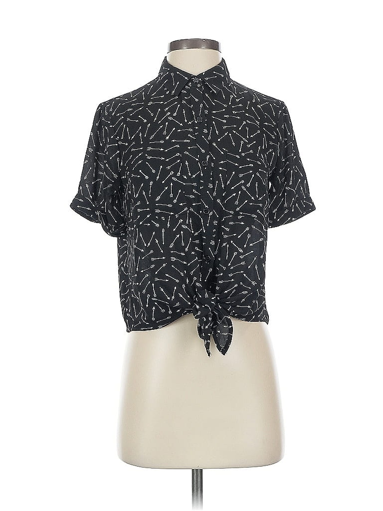 Pre-owned Lily White Short Sleeve Blouse In Black