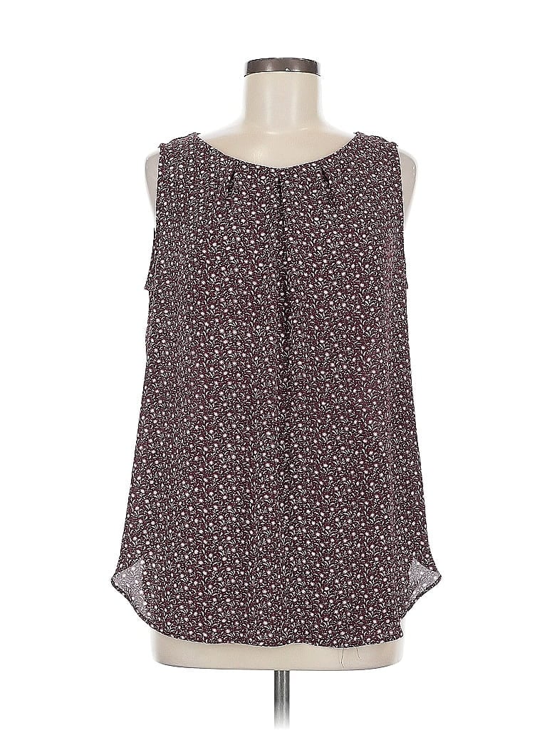 Pre-owned Ann Taylor Loft Outlet Sleeveless Blouse In Burgundy