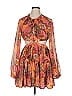 A.L.C. 100% Silk Paisley Orange Cocktail Dress Size 14 - photo 1