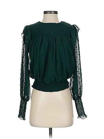 Aqua Long Sleeve Blouse (view 1)