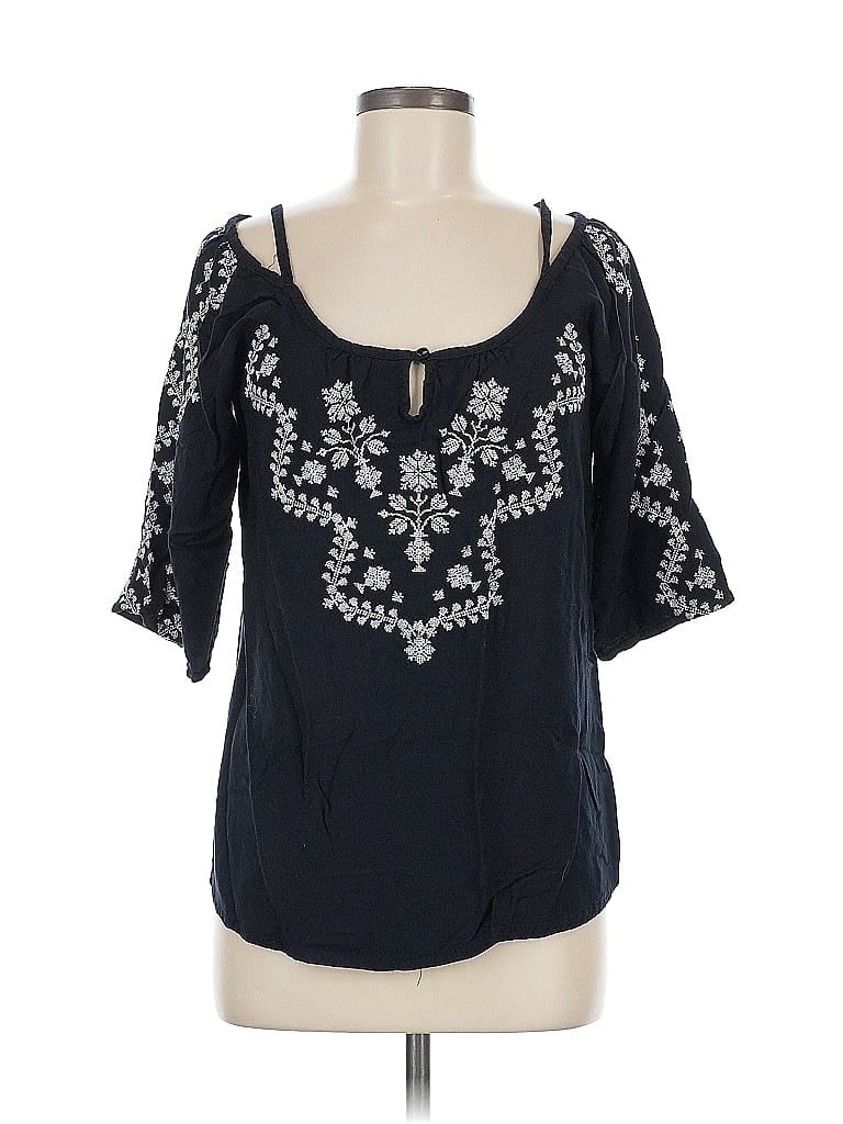 Pre-owned Roper Short Sleeve Blouse In Black