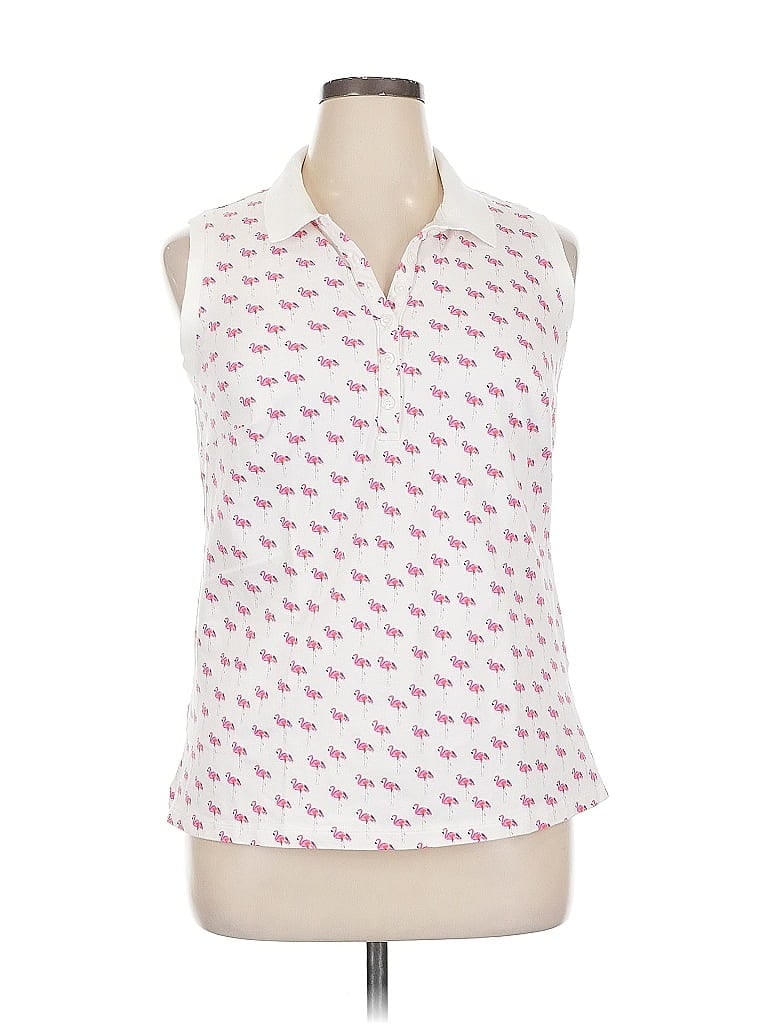 Pre-owned Lands' End Sleeveless Button Down Shirt In White