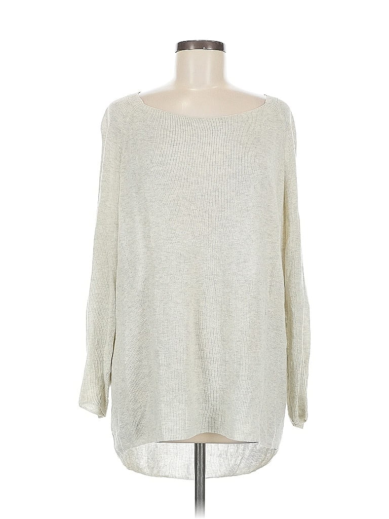Pre-owned Lou & Grey Long Sleeve Top Ivory Boatneck Tops In White