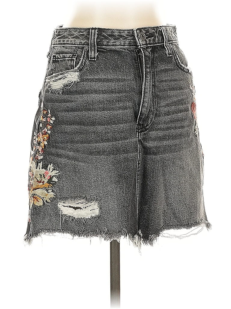 Pre-owned Abercrombie & Fitch Denim Skirt In Gray