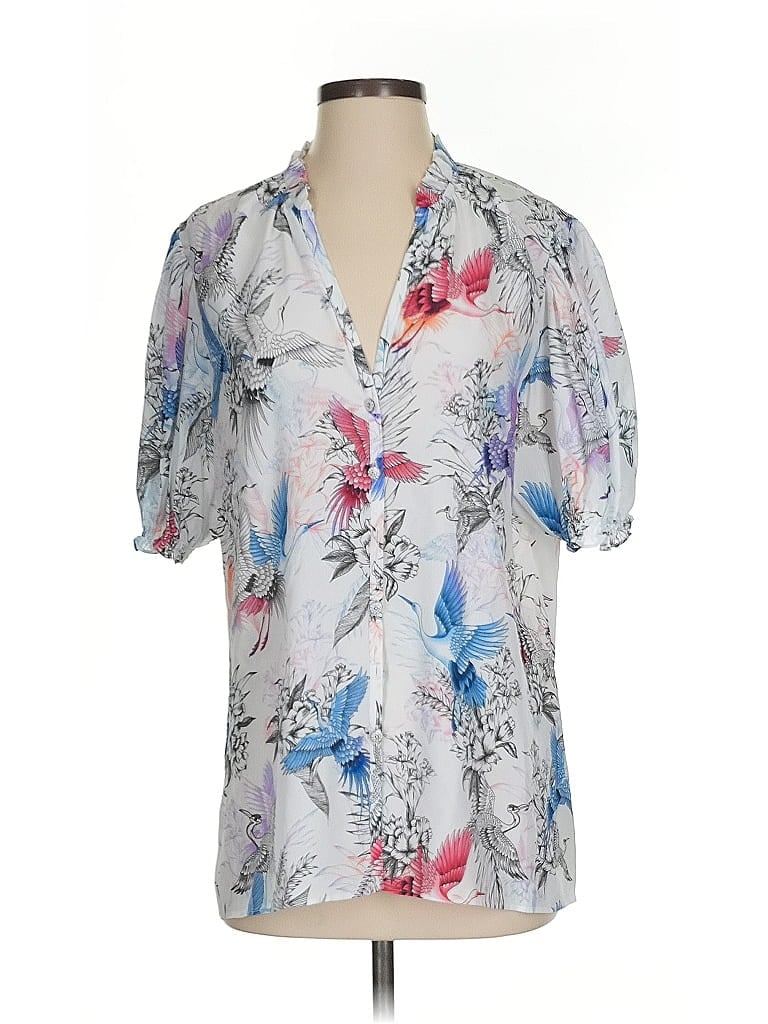 Pre-owned Robert Graham Short Sleeve Blouse In White