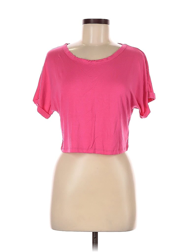 Pre-owned Unbranded Short Sleeve Top Pink Scoop Neck Tops