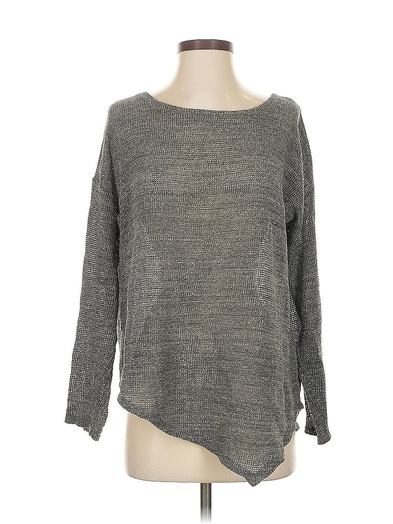 Pre-owned Eileen Fisher Long Sleeve Top Gray Boatneck Tops