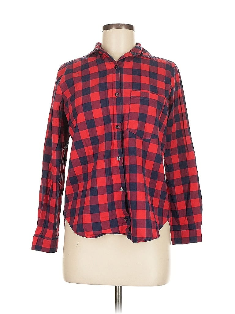 Pre-owned Zara Basic Long Sleeve Button Down Shirt In Red