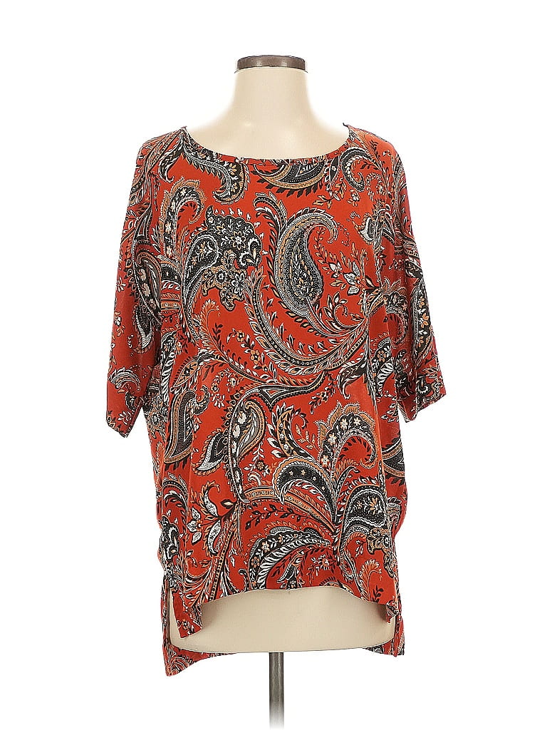 Pre-owned Pleione Short Sleeve Blouse In Orange